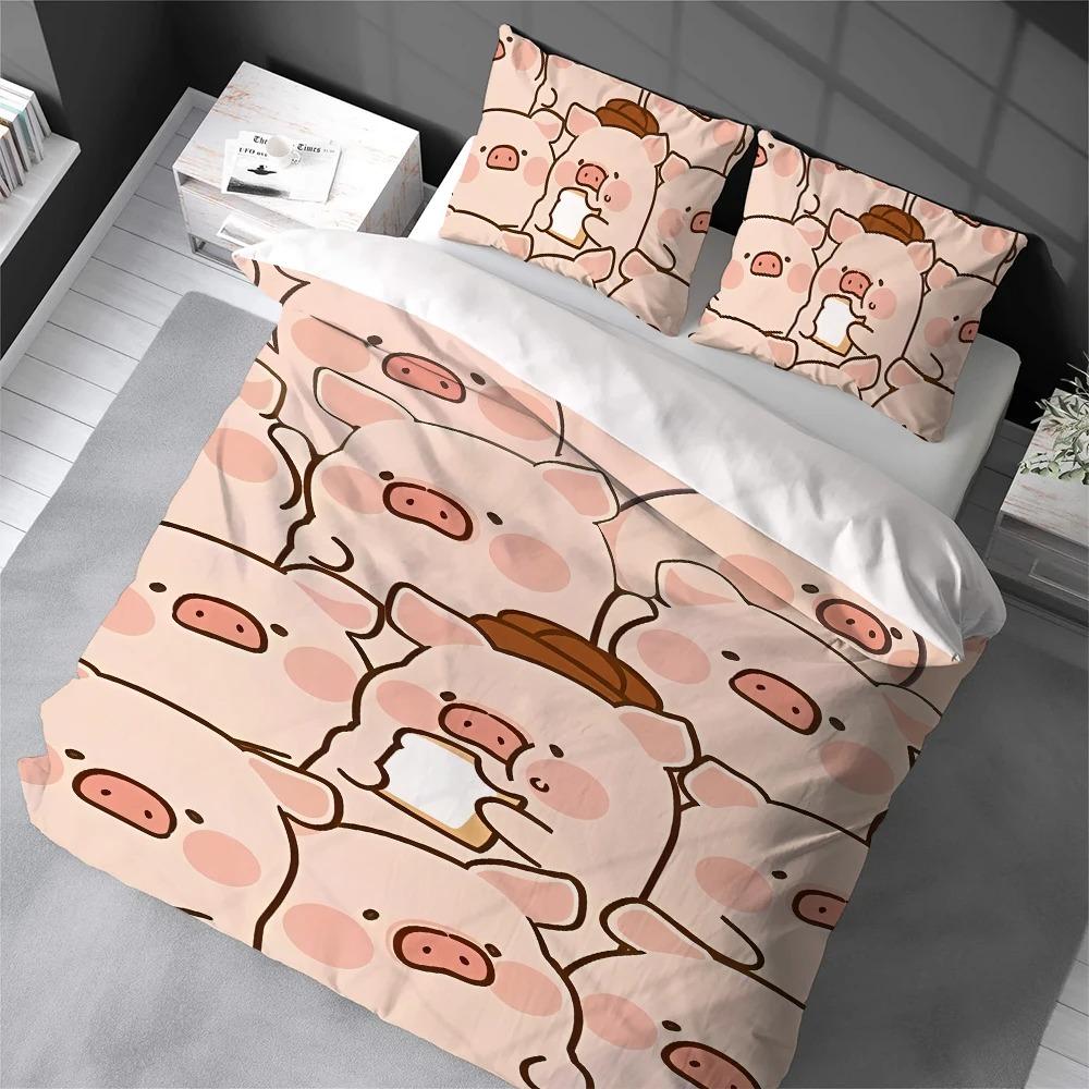 Kreslený L-Lulu The Pigg Povlak na peřinu Povlak na polštář Sada povlečení Dětský Chlapec Dívka Dekorace ložnice Sada 2/3 kusů Jednolůžko Dvojlůžko Plná velikost