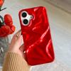 Red Glossy Irregular Wrinkle Phone Case For iPhone 16 Pro Max 17 Air 15 13 12 11 14 Plus Soft Silicone Protective Back Cover