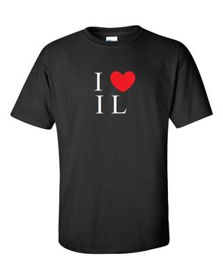 I Heart Love IL Shirt Illinois the Prairie State Black White Red T-Shirt S-5XL
