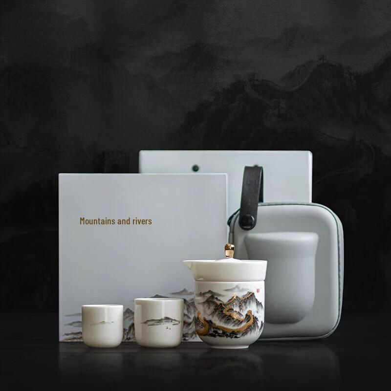 

Horned Pansy Mountains & Rivers Portable Gongfu Tea Set