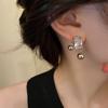 Diamond Square Bead Earrings Korean Fashion Personality Internet Celebrity Temperament Stud Earrings Ins Style Creative Earrings Women