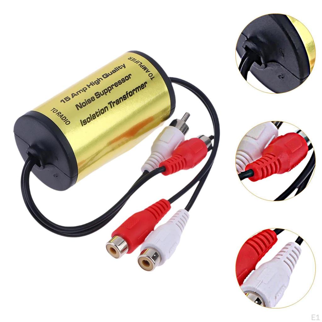RCA Audio Noise Filter, Ground Loop Isolator Universal 4 Channel Suppressor for Radio Auto
