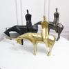 Modern Nordic Abstract Horse-Riding Figure Ornament - Chinese Style Decor for Office, Hotel, or Home Entrance.
