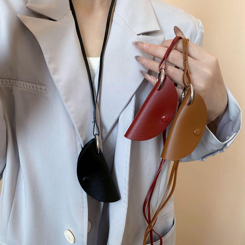 Halsketting Halve Maan Sleuteletui Trui Ketting Pu Leer Sleutel Tas Lange Leren Ketting Meisje