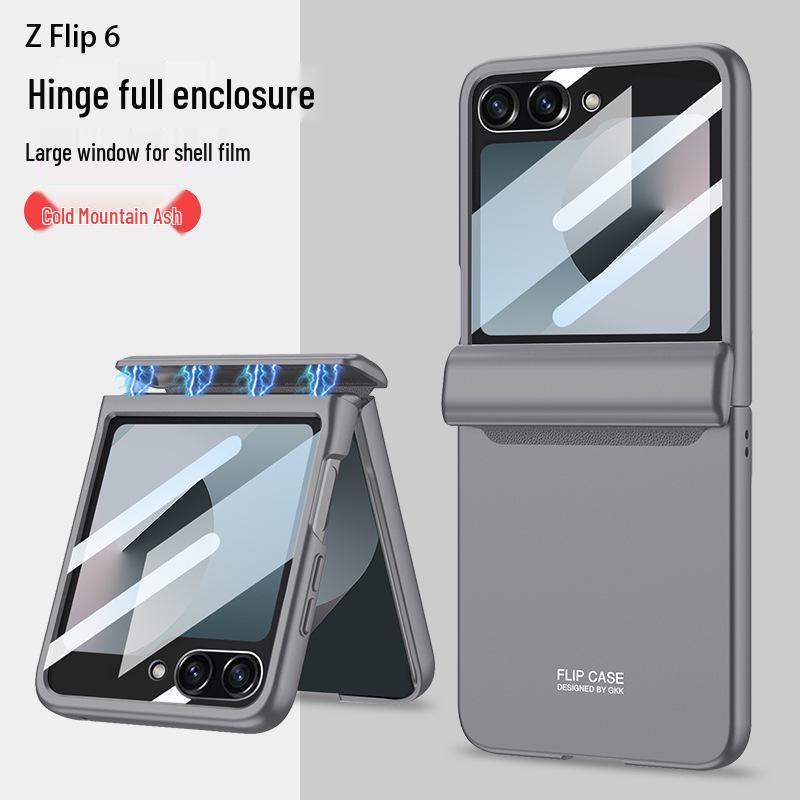Samsung Z Flip 6 Foldable Screen Case with Large Window, Ultra-Thin Magnetic Buckle, Elegant Design.