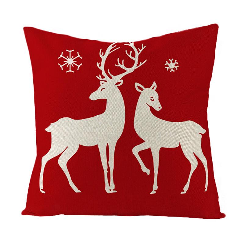 Home Christmas Decorative Pillowcase Bedroom Living Room Sofa Cushion Cover Santa Claus Elk Dwarf Printed