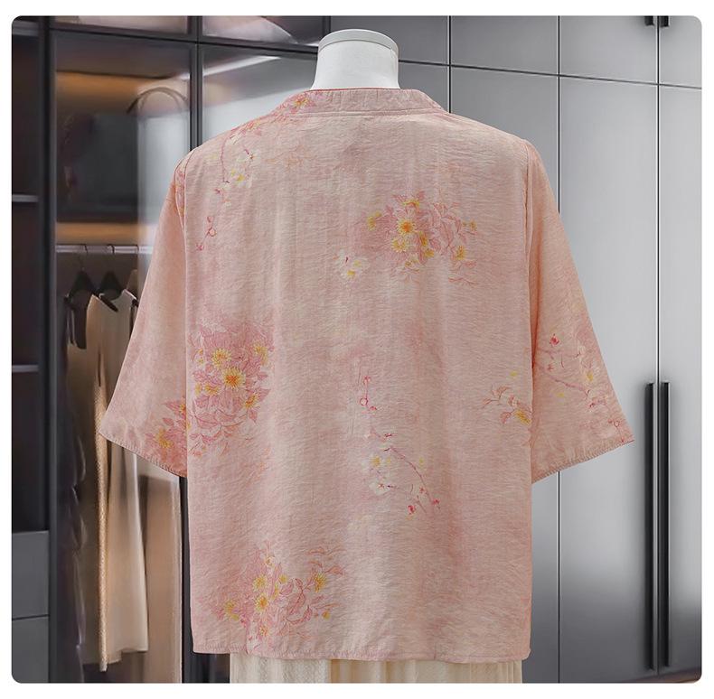 Elegant Summer 2026 Embroidered Cotton Linen Top - Short Sleeve, Breathable, Retro Wear for Mom On Mother's Day