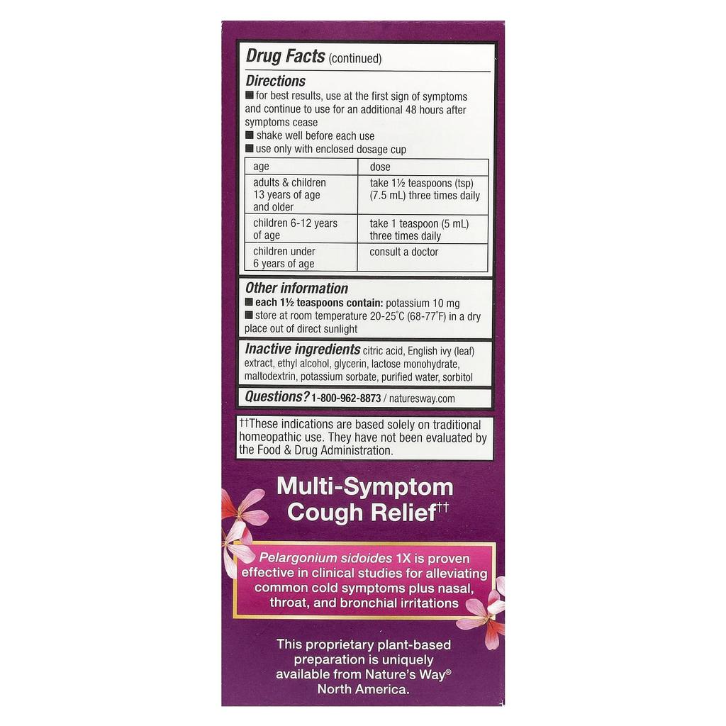 Nature'S Way, Umcka, Cough Relief Syrup, Ages 6+, 120 Ml (4 Fl Oz)