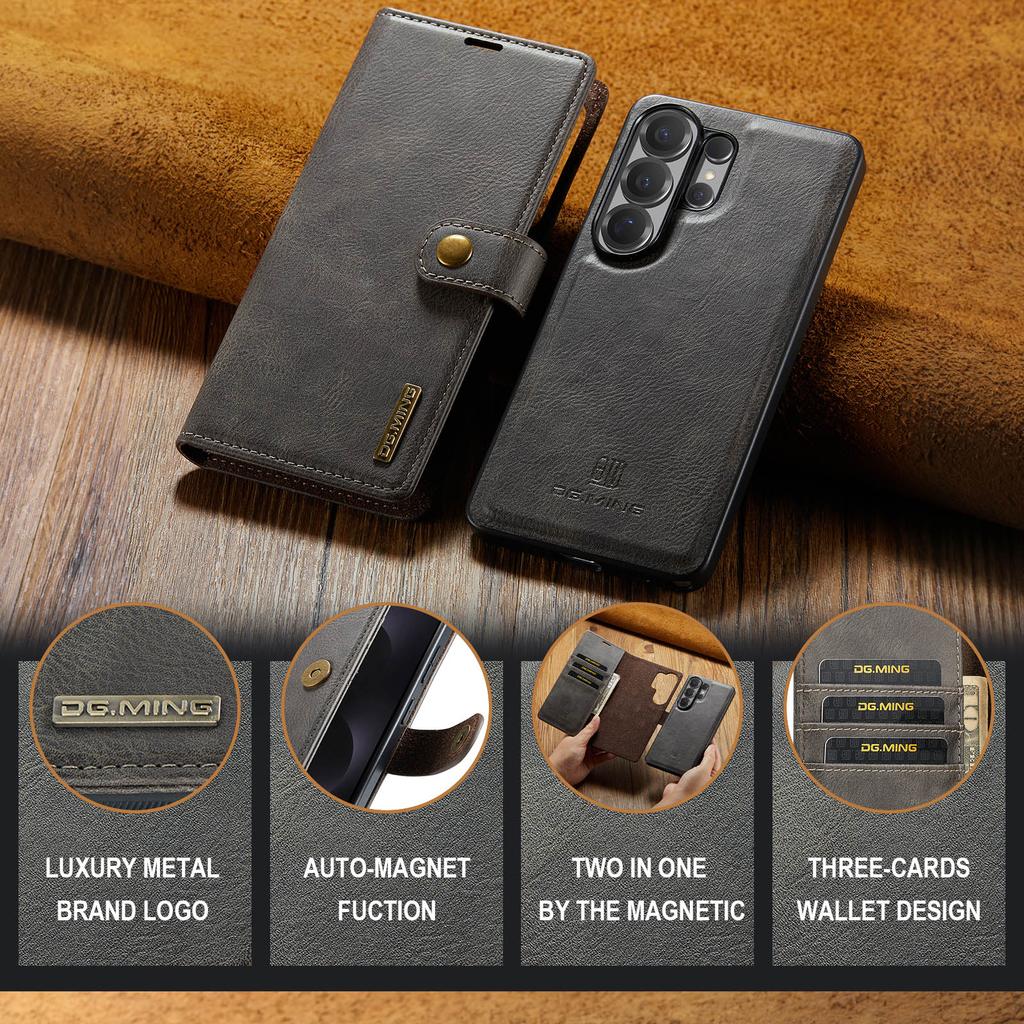 2-in-1 Removable Magnetic Flip PU Leather Case Card Wallet Holder Phone Back Cover For Samsung Galaxy S26 Ultra S25 S24 S23 S22 Plus Protector Skins