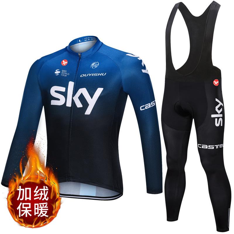 Team Edition Fleece Cycling Suit Mountain Bike Long Sleeve Suit Fleece Winter Warm Cycling Suit S