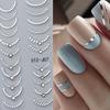 French Tips Nail Sticker 5D Embossed Crystal French Nail Decals Gold Silver Black Line Design Adhesive Slider Nails Art