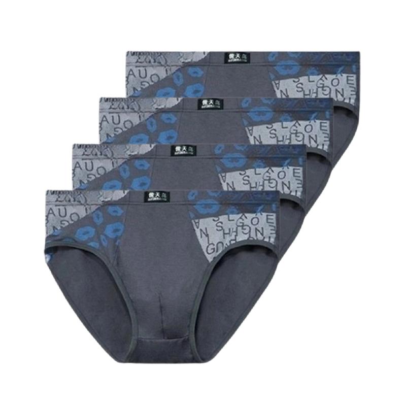 4 Stück Herren Modal Slips Mittelhoch Bedruckte Unterwäsche Atmungsaktiv Weich Männliche Dreieckslips Für Jugendliche Tägliches Tragen L XL XXL 3XL 4XL 5XL L gray