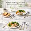 Stainless Steel Flatware Set Copper Silverware Set Rose Gold Spoon Color Cutlery Set of (Silver Gold, 8)