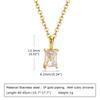 Chic Rectangular Shape CZ Stone Pendant For Women, Trendy Stainless Steel 4 Colors Cubic Zirconia Pendant Charm Chains Necklace