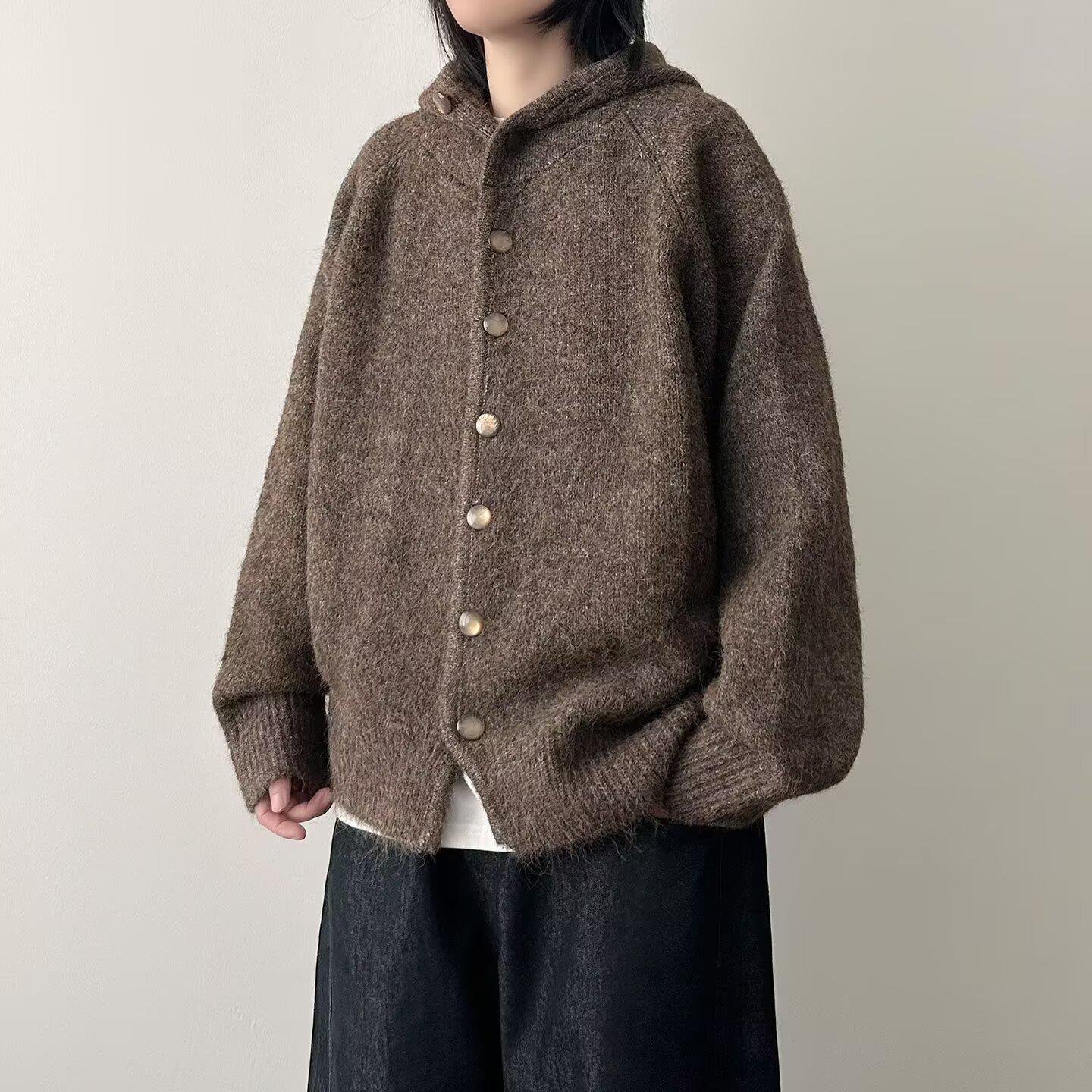 

Men s American Retro Loose Knit Cardigan Hoodie - Trendy Autumn/Winter 2025 2XL кавовий