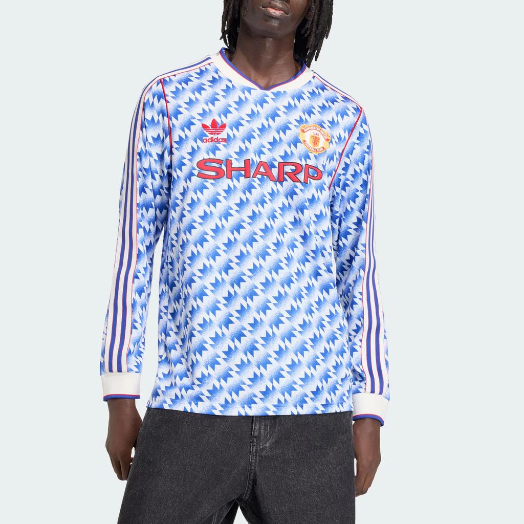 Adidas Originals Manchester United 1991/92 Season Replica Away Knitted V-Neck Slim Fit Long Sleeve Football Shirt Men tops JM5498