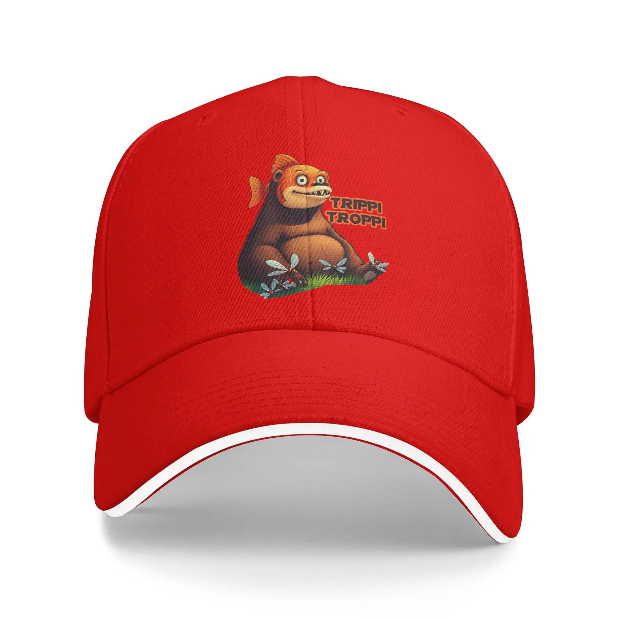 Trippi Troppi Fish Bear Cartoon Italian Brainrot Meme Baseball Cap Unisex Hip Hop Hats Spring Fashion Outdoor Gym Baseball Caps One Size