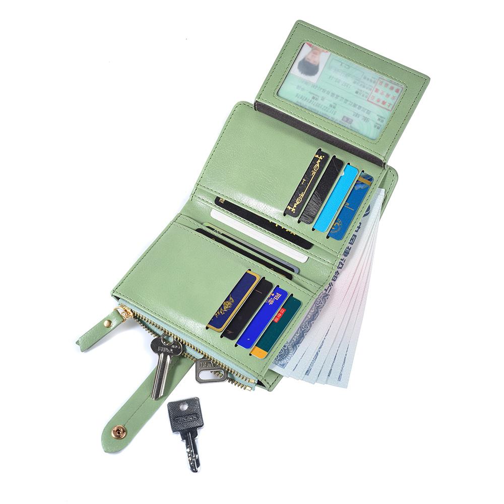 Portofel Nou Femei Piele PU Scurt Pliabil Vertical Fermoar Dublu Portofel de Modă pentru Femei