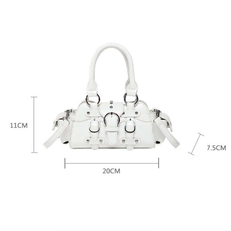 Vintage Messenger Bag Purse Women PU Leather Shoulder Bag Rivet Chic Handle Casual Crossbody Bags Retro Hand Bag