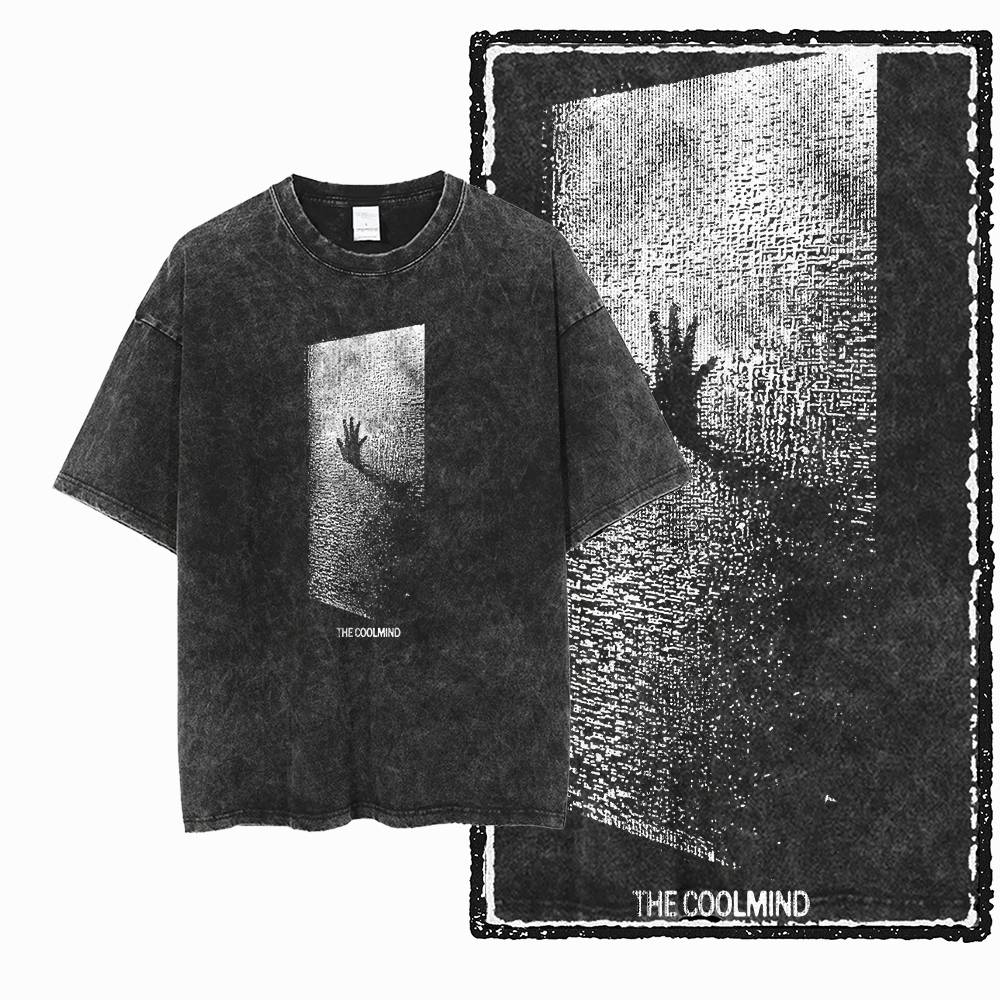G Acid Washed Black Cotton Unisexs Streetwear COOLMIND Graphic Tshirt Big Size Cool Oneck Unisexs Tee Tshirt S