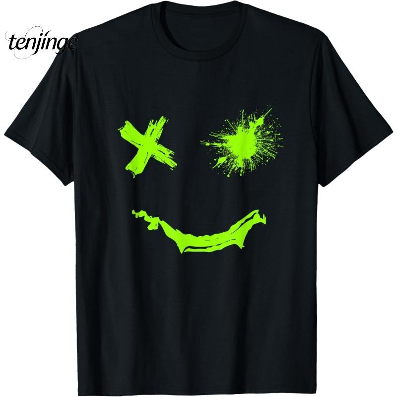 

New Summer Green Smile Green Pattern T-shirt for Casual and Comfortable Men s Short Sleeve Top XL чёрный