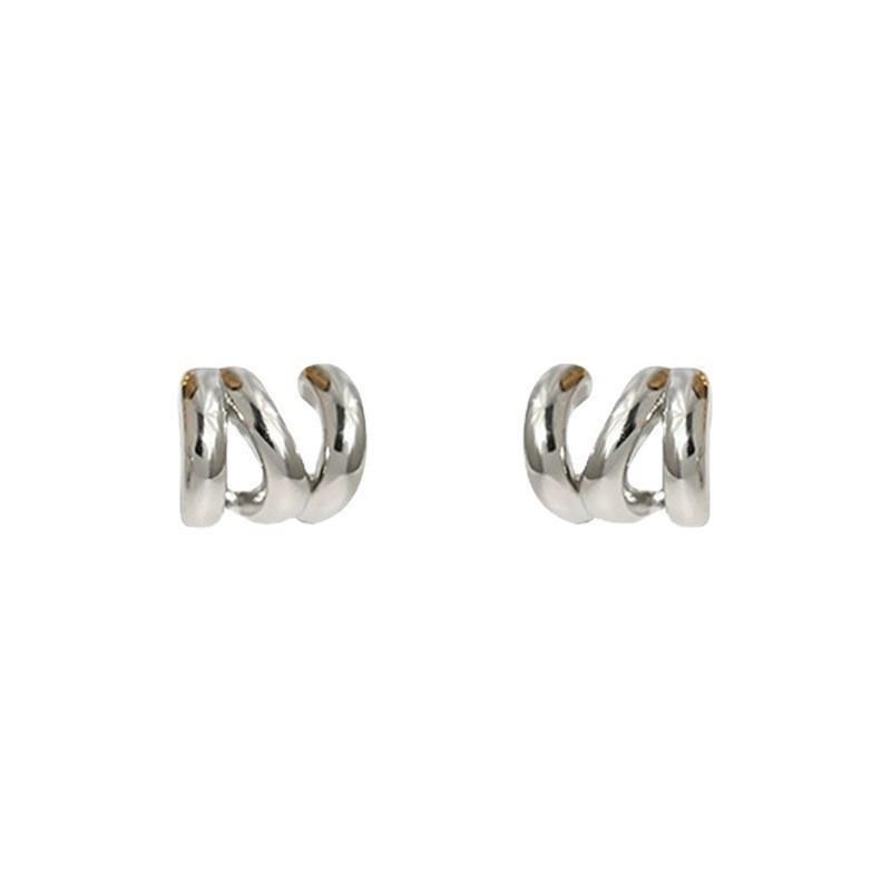 Trendy Metal Three-Ring Stud Earrings for Women - Unique Light Luxury Design