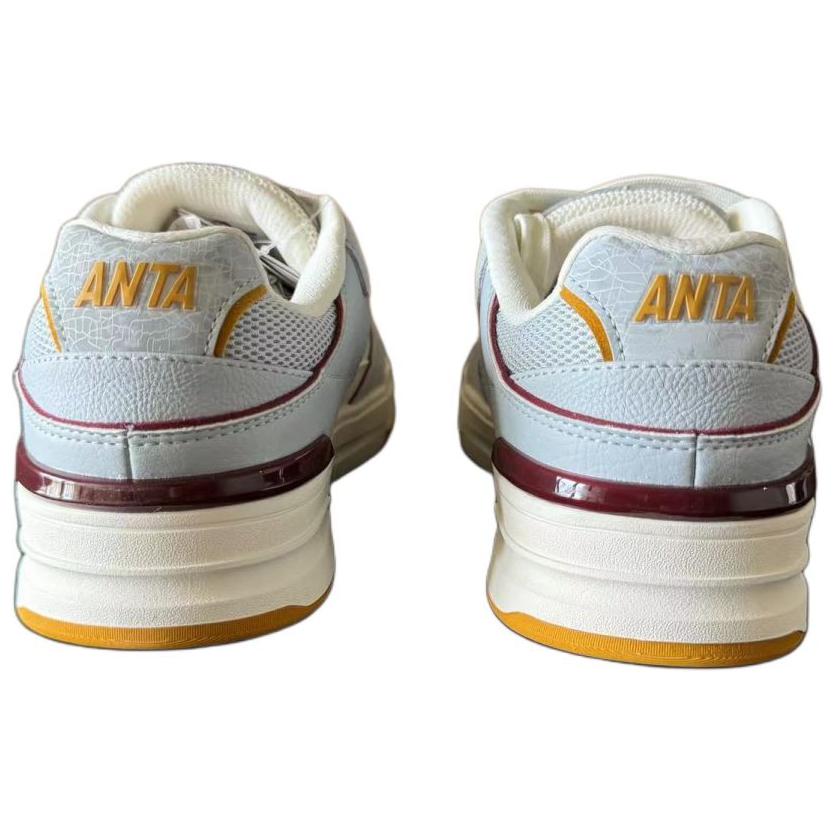 New Anta Street Play Series Slip Resistant And Breathable Low Top Skateboard Shoes Men's White Gray Yellow 112438052-6