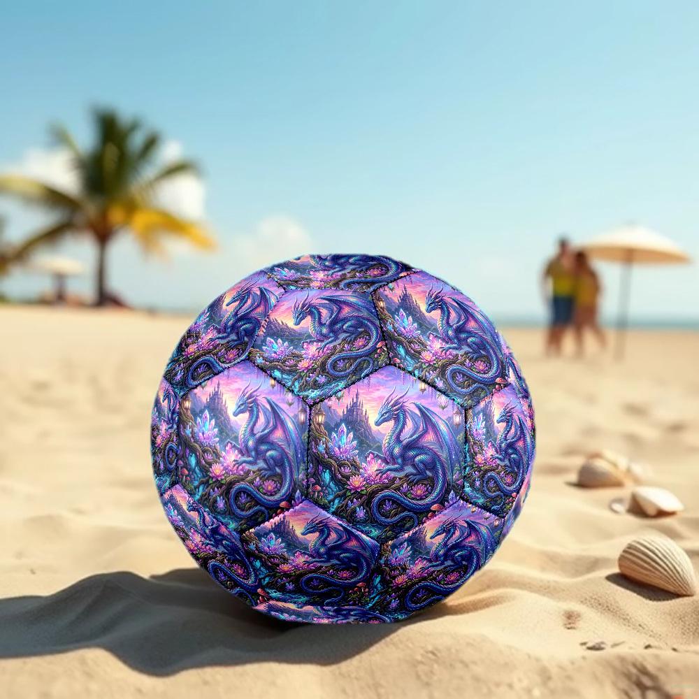 1pc Fantasy Dragon Garden Theme Soccer Ball Football, Size 5, Lightweight PVC, Durable Outdoor Training Soccer Ball, Gift m61453