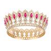 Round Princess Queen Tiara European Crystal Full Crown Metal Bridal Wedding Crowns  Birthday Party