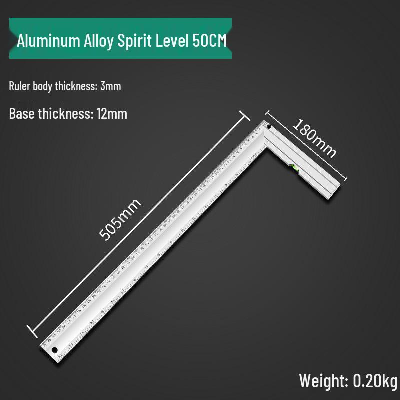 90° Aluminum Profile Corner Ruler, Multifunctional Woodworking Triangle & Steel Ruler