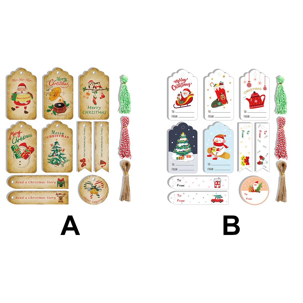 150 Pieces Christmas Packing Bags Hanging Tags with Ropes Kraft Paper Labels DIY Decoration Winter Festival Wrapping Accessories