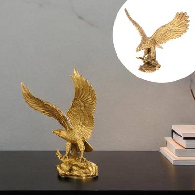 Resin Eagle Figurine Desktop Statue Decor Animal Sculpture Decorative Handmade Golden Color for Libraries Retro Eagle Sculpture