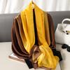 Luxury Gradient Silk Scarf Women Brand Solid Femme Shawls Wraps Bandana Head Foulard Fashion Lady Hijab Wedding Poncho