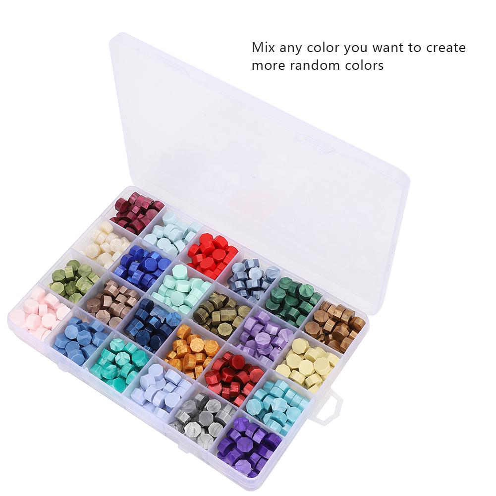 Sealing Wax Beads Set Retro 24 Colors Octagon Shape Wax Seal Stamp DIY Handicrafts Tools