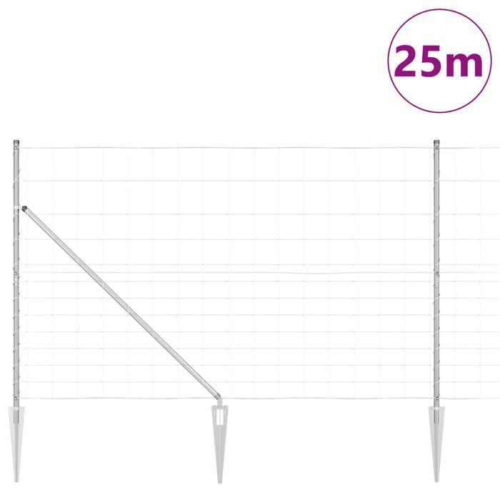 Clôture de Champ vidaXL 1,5x25 m Acier Galvanisé 3351435