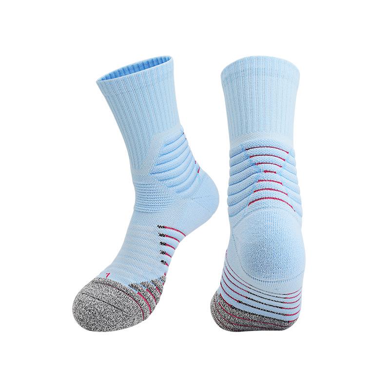 Summer Elite Men's Anti-slip Mid-calf Sports Socks: Durable, Thick, Towel Bottom, Perfect for Basketball & Cycling.