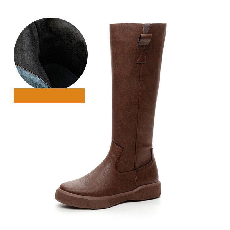 

Обувь Женские ботинки средней длины на танкетке Байкерские туфли Женские полувысокие кожаные коричневые модные 43