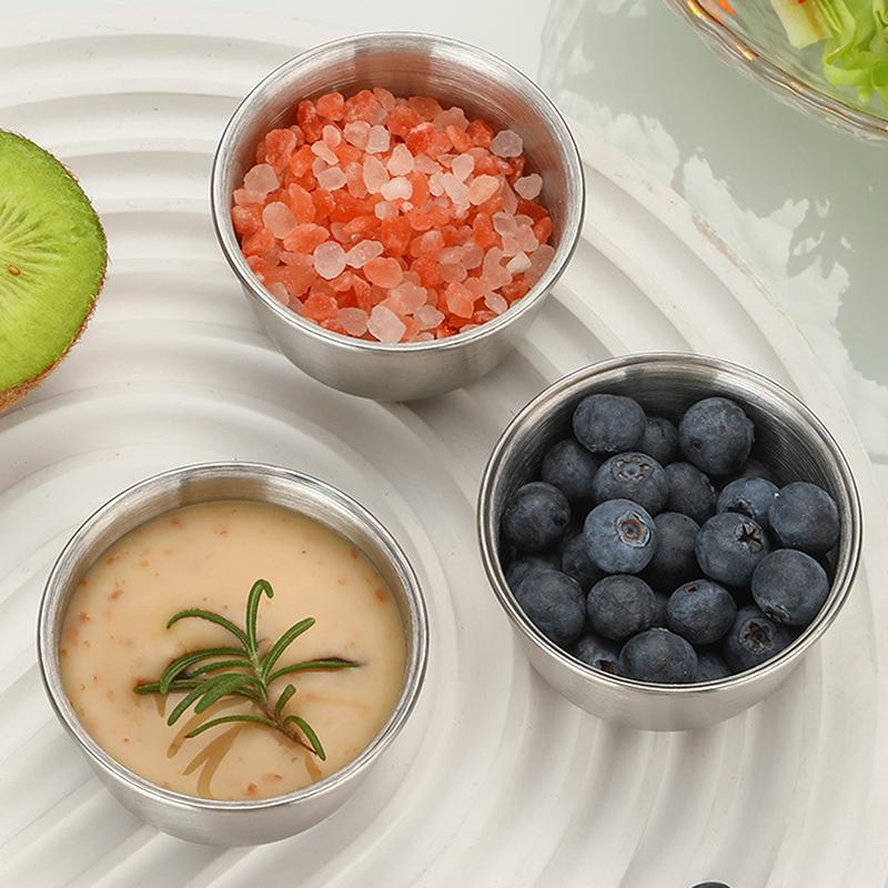 Stainless Steel Small Sauce Cup With Sealed Lid Portable Seasoning Spice Dishes Ketchup  Pot Dipping Bowl Saucer Tableware