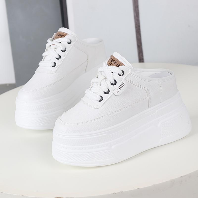 Fashion 12CM Patent Synthetic Leather Platform Wedge Casual Pumps Chunky Heels High Brand Summer Slipper Fashion Sandals Shoes