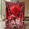 Red Butterfly and Rose Theme blanket Lightweight Warm Flannel Blanket Decorative Throw Blanket for Home Decoration