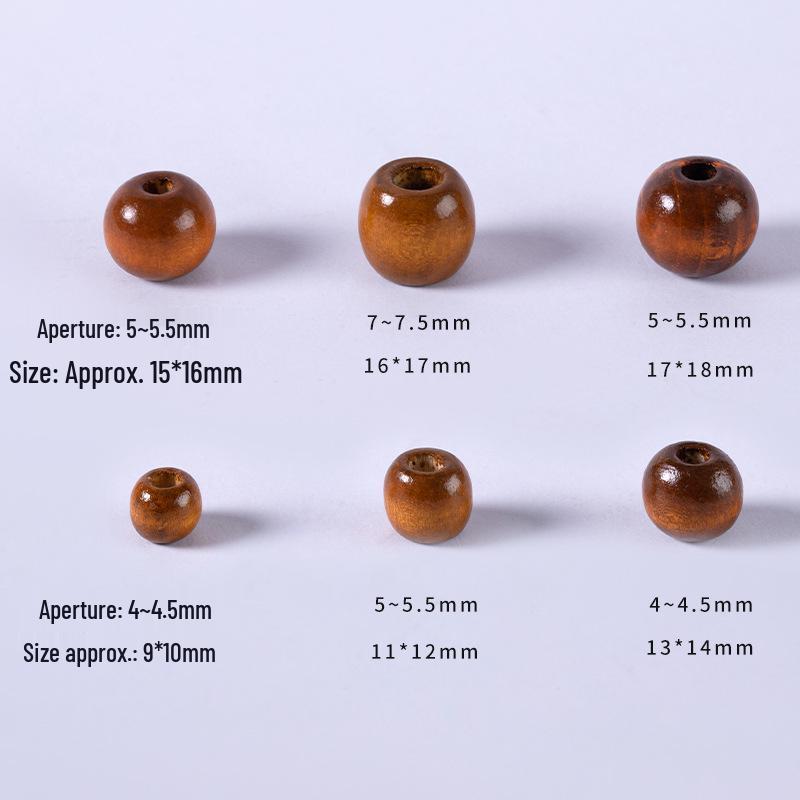 Maple Wood Large Hole Beads for DIY Bracelets - Round Accessories in Drawstring Bag