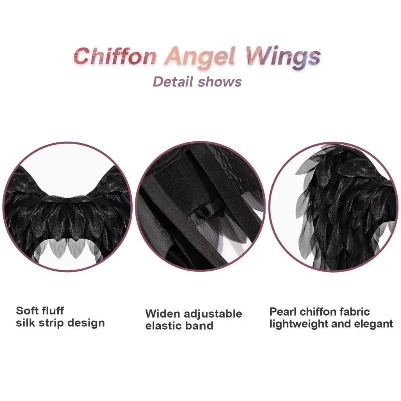 Detailed Feather Accent Costume Wing Black White Option Professional Accessory For Cosplay Roleplay Event