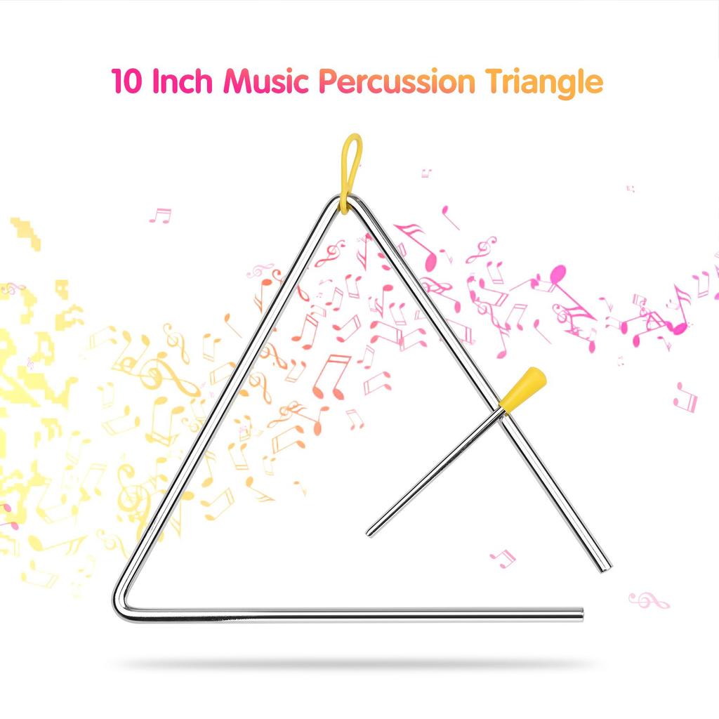 8 Inch Triangle Bell Triangolo with Metal Mallet Idiophone Steel Percussion Children Toddle Kid Rhythm Learning Early