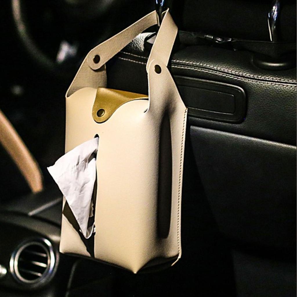 2pcs Colorful PU Leather Tissue Holder Box Hanging Paper Towel Dispenser for Living Room Office and Vehicle Interior