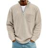 Men S Loose Fit Corduroy Long Sleeve Stand Collar Zip Up Casual Sweatshirt
