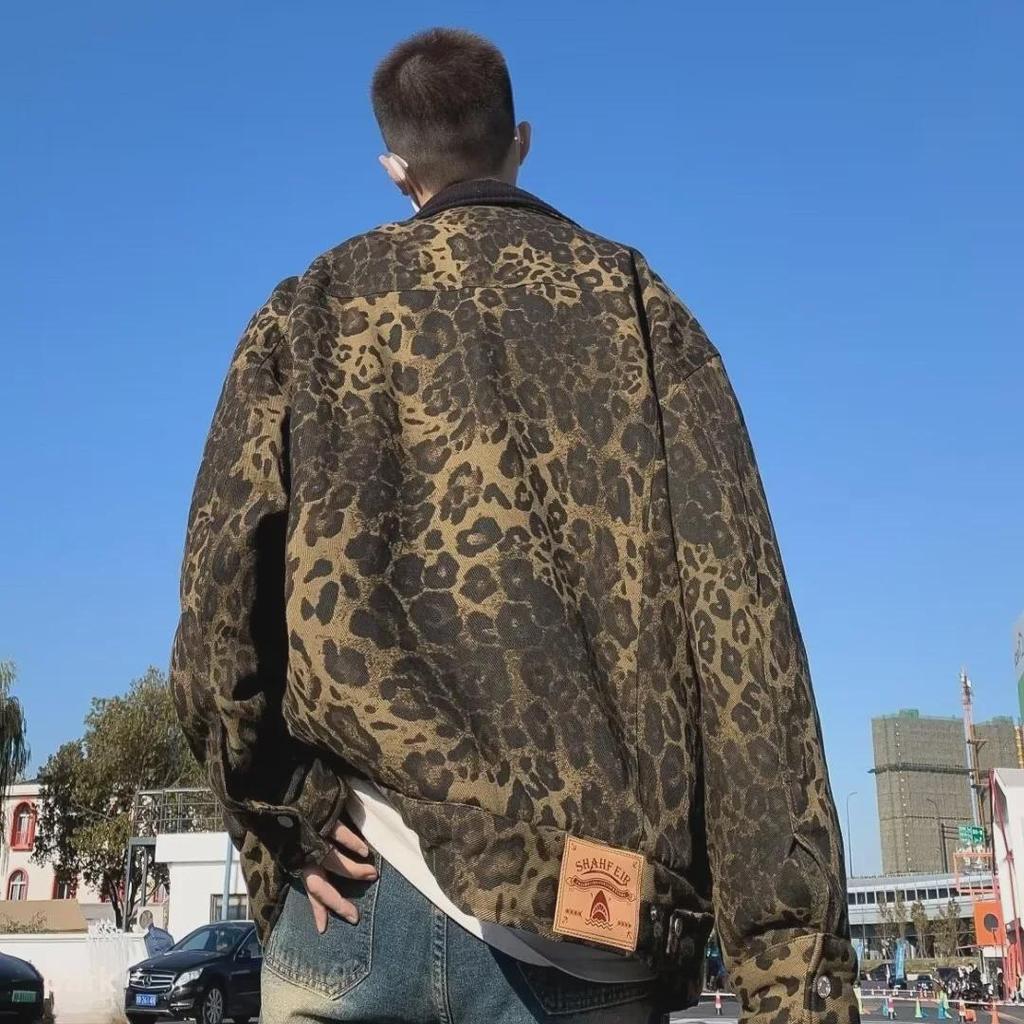2023 Men's Reversible Leopard Print Cotton Jacket - Trendy Retro European & American Winter Coat