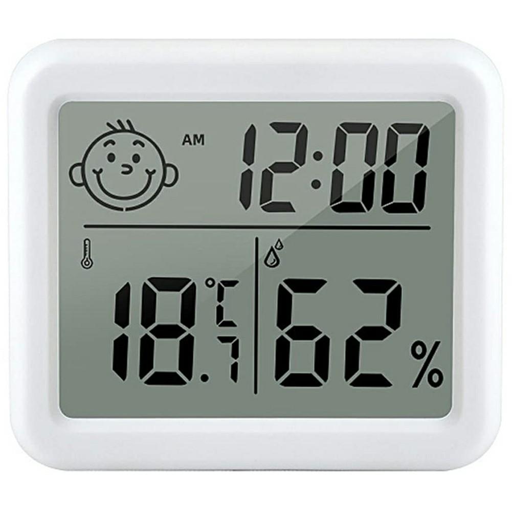 

0.8cm Ultra Slim Digital Thermometer Smile Face LCD Display Hygrometer for Home Office A
