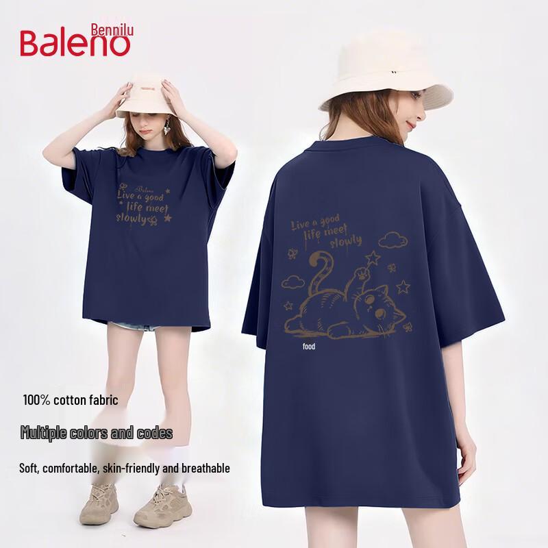 Baleno Women s Pure Cotton Cat Print Short Sleeve T-Shirt L