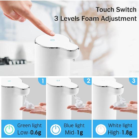 Automatic Foam Soap Dispenser Touchless: Rechargeable Soap Dispenser Wall Mount White