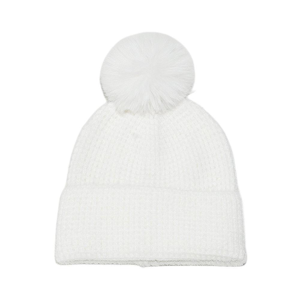 

Wool hat women s solid color light plate imitation mink plush warm cold hat waffle plaid knitted hat women M（56-58cm） белый